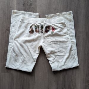 Vintage Juicy Couture Cream Track Pants with Flannel Juicy Y2K